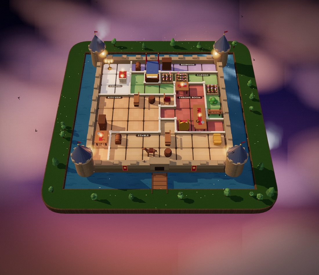 Murder Sudoku 3D castle setting: a medieval castle with a moat
